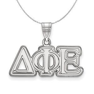 Sterling Silver Delta Phi Epsilon Medium Greek Necklace - 24 Inch